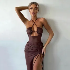 Delsa Strappy Midi Slit Dress